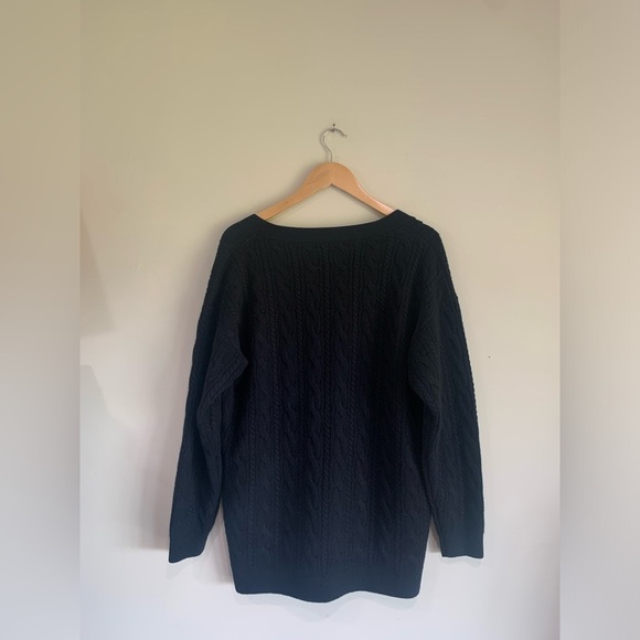 Garnet Hill cable knit cashmere boyfriend sweater - Picture 6 of 6